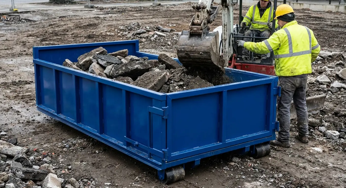 Heavy debris dumpster loaded with concrete in Odessa, TX