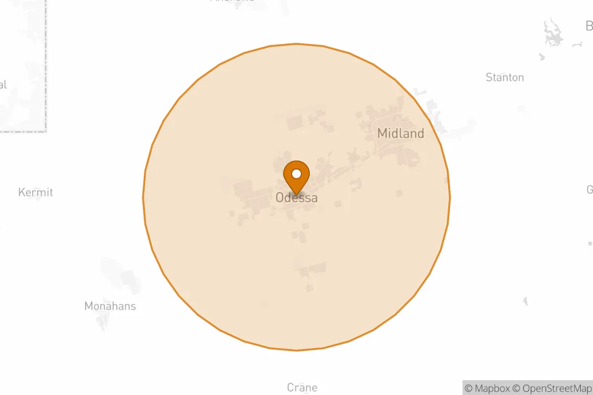 service area service area map in Odessa, TX